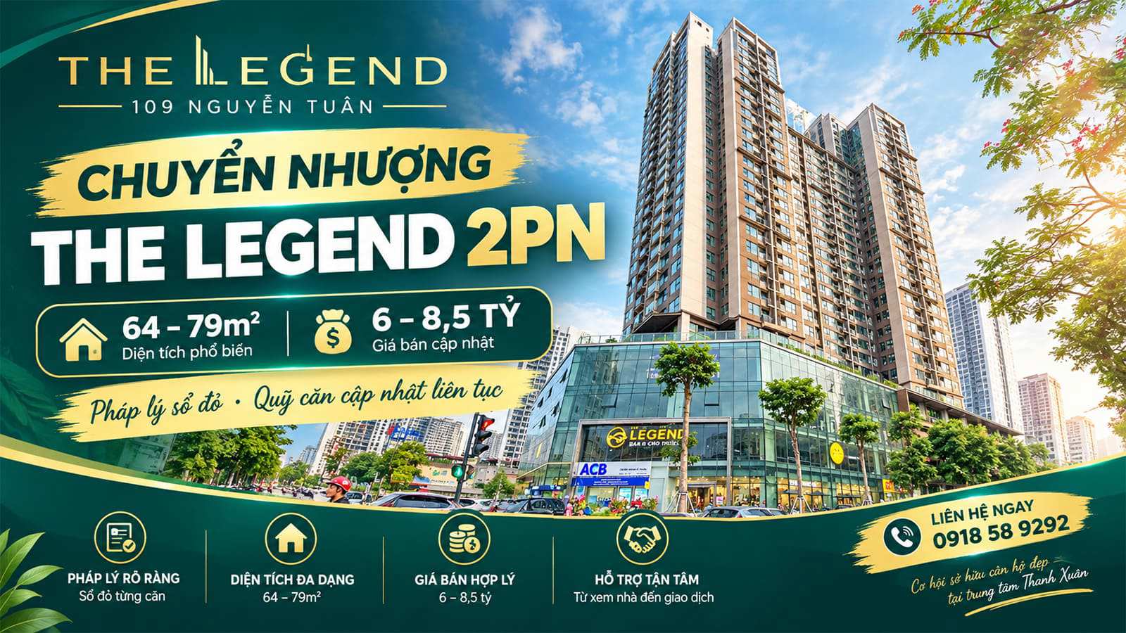 Chuyển nhượng The Legend 2 phòng ngủ, giá cập nhật 10/2026